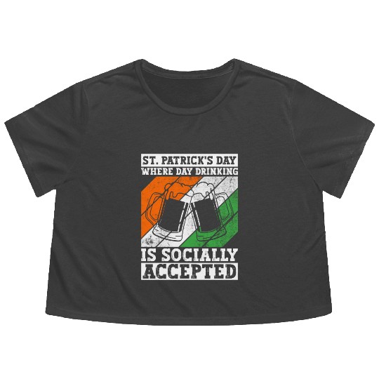 St. Patrick's Day Where Day Drinking Is Socially Flowy Cropped Tees