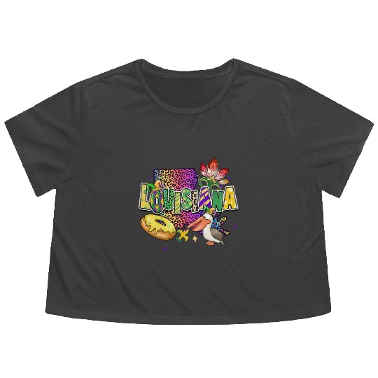 New Orleans Men Women Louisiana Mardi Gras Outfit Flowy Cropped Tees