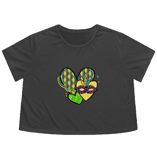 New Orleans Kids Girls Love Mardi Gras Outfit Flowy Cropped Tees
