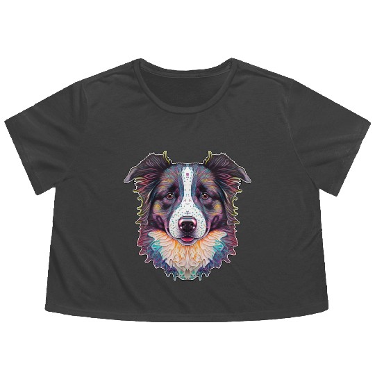 Border Collie Fantasy Dog Flowy Cropped Tees