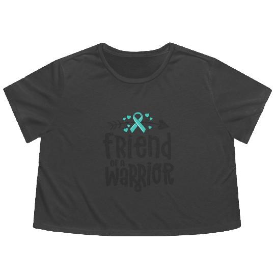 Friend Of A Warrior Support Team Ovarian Cancer Flowy Cropped Tees