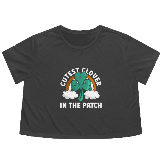 Cutest Clover In The Patch - St Patricks Day Irish Flowy Cropped Tees