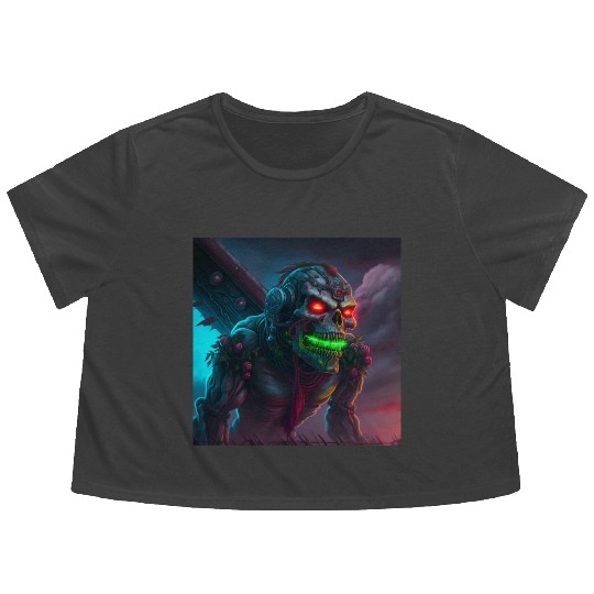 ZOMBIE IRON MAIDEN (version 15) Flowy Cropped Tees