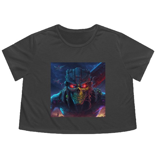 ZOMBIE IRON MAIDEN (version 11) Flowy Cropped Tees