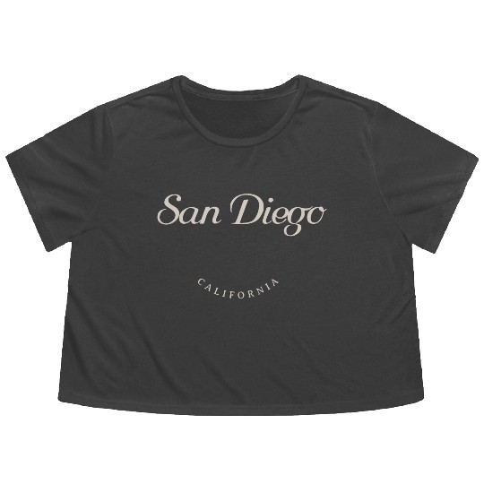 San Diego California White Font Flowy Cropped Tees