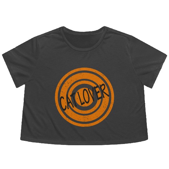 Cat Lover Black Word Flowy Cropped Tees