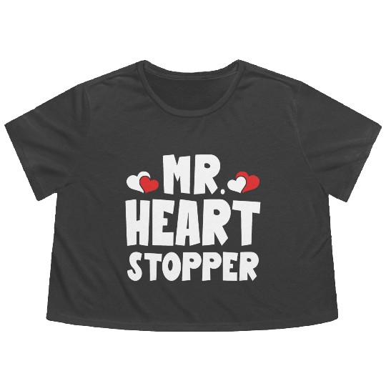Mr Heart Stopper Funny Boyfriend Valentine's Day Flowy Cropped Tees