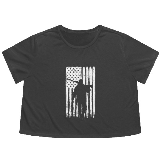 Funny Retired Hunter Saying American Deer Hunting Flowy Cropped Tees