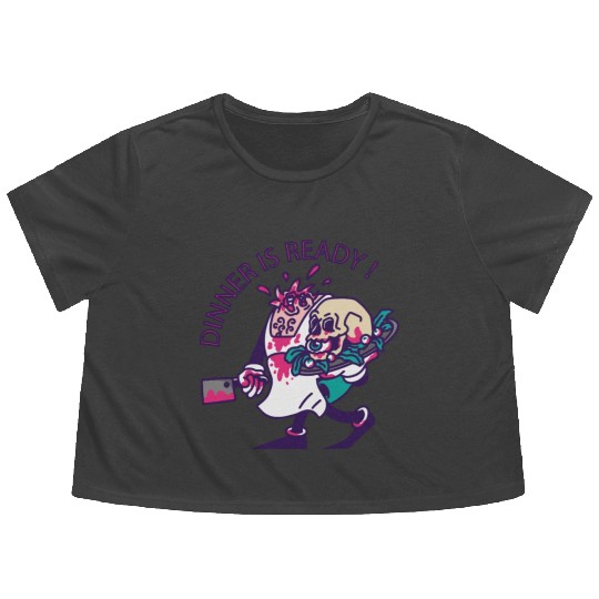 Dinner is ready zombie cooking Dinner is ready zom Flowy Cropped Tees