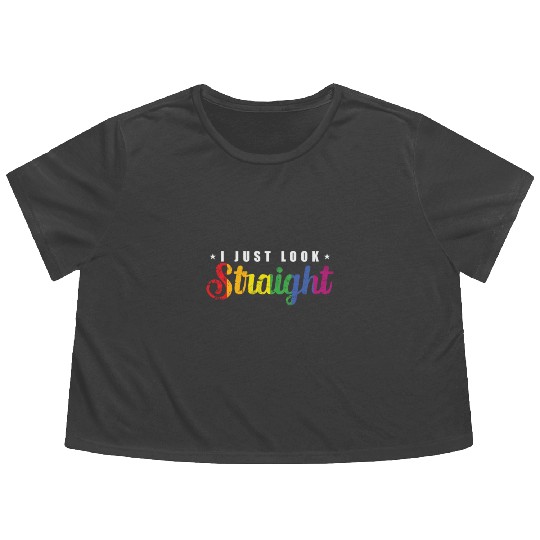 I just look straight LGBT Rainbow Pride Flowy Cropped Tees