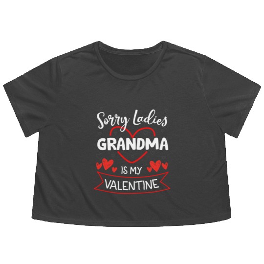 My Grandma Is My Valentine Grandma Kids Valentine Flowy Cropped Tees