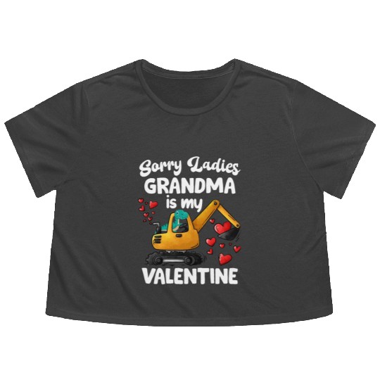 Grandma Is My Valentine Boys Trex Dino Excavator Flowy Cropped Tees