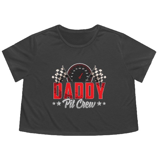 Race Car Birthday Party Racing Family Daddy Pit Cr Flowy Cropped Tees