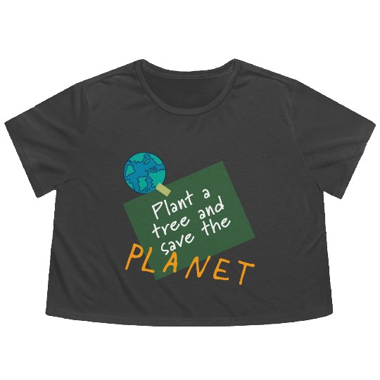 Plant a tree, save the planet.(orange) Flowy Cropped Tees