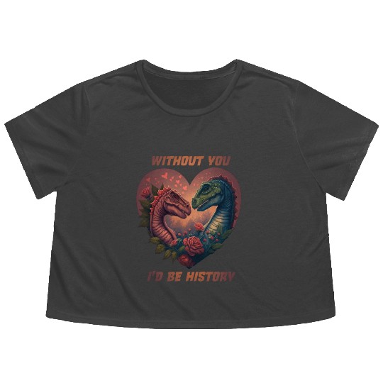 Dinosaur Valentine Flowy Cropped Tees