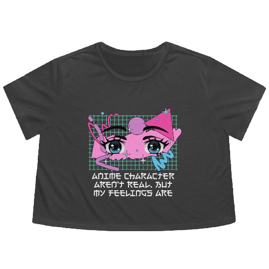 Anime Character Arent Real Manga Emo Japanese Anim Flowy Cropped Tees
