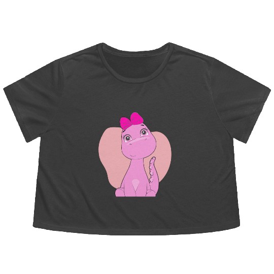 cute dinosaur Flowy Cropped Tees