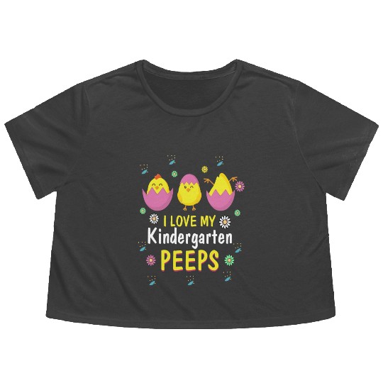 Easter Kindergarten Teacher Gift Easter Flowy Cropped Tees
