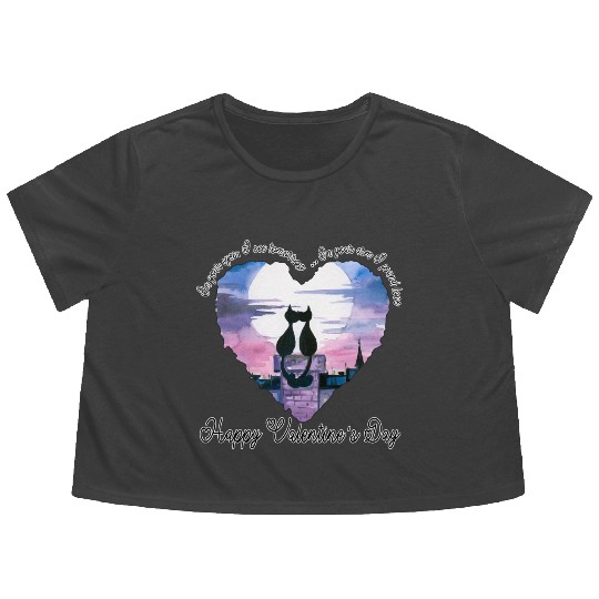 Cat love | happy valentines day | valentines day Flowy Cropped Tees