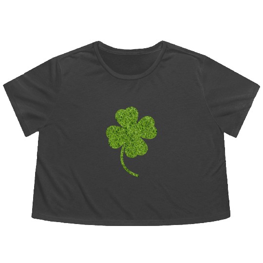 Shamrock Grass Print Flowy Cropped Tees