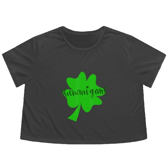 Saint Patrick s Day Shenanigans Clover Shamrock Flowy Cropped Tees