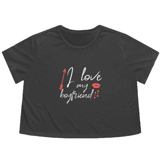 I love my boyfriend Flowy Cropped Tees