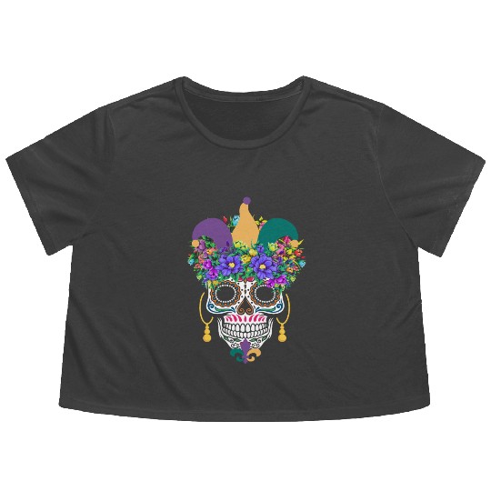 Mardi Gras Costume El Dia De Los Muertos Flower Flowy Cropped Tees