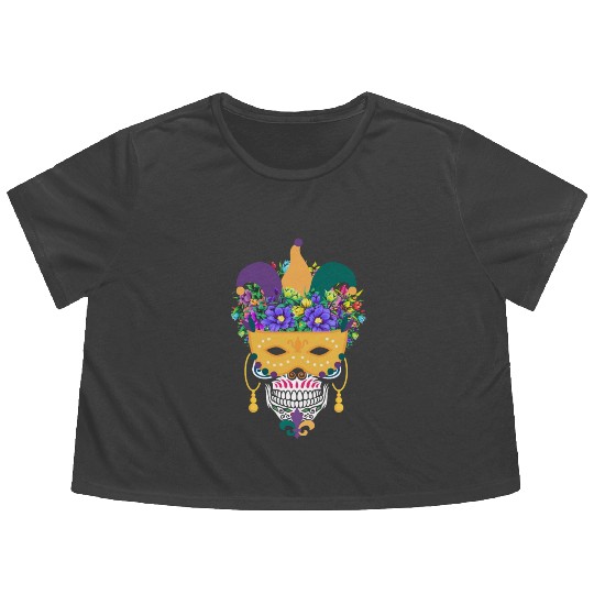 El Dia De Los Muertos Mardi Gras Costume Flower Flowy Cropped Tees