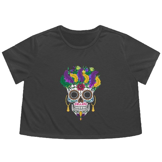 Mardi Gras Costume El Dia De Los Muertos Flower Flowy Cropped Tees