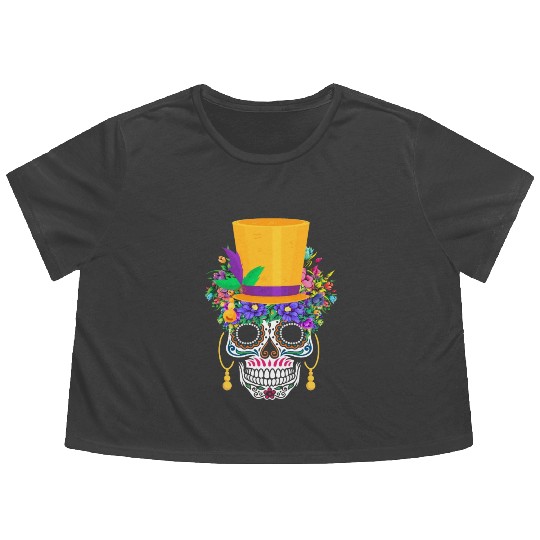 Mardi Gras Costume El Dia De Los Muertos Flower Flowy Cropped Tees