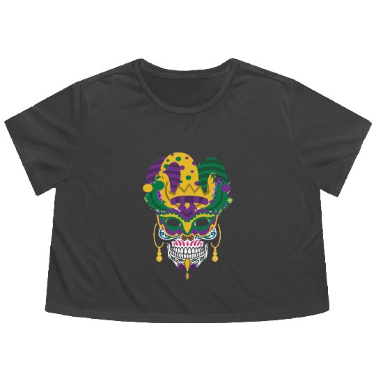 Mardi Gras Mask El Dia De Los Muertos Flower Sugar Flowy Cropped Tees