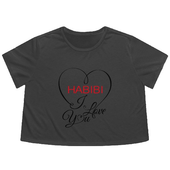 habibi i love you Flowy Cropped Tees