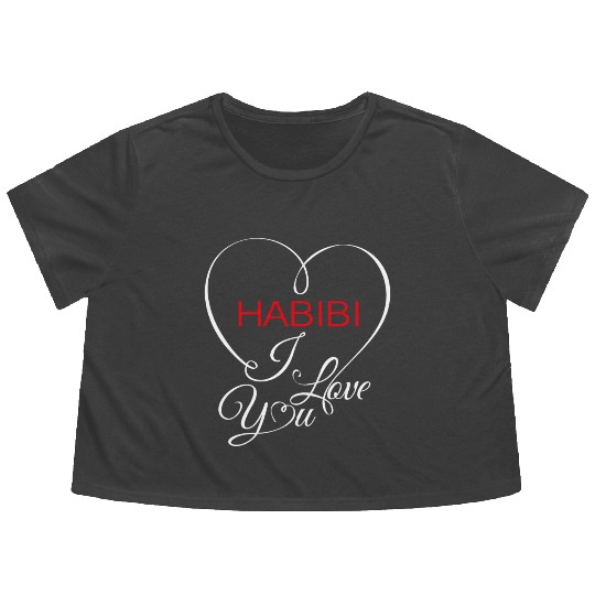 Habibi i love you Flowy Cropped Tees
