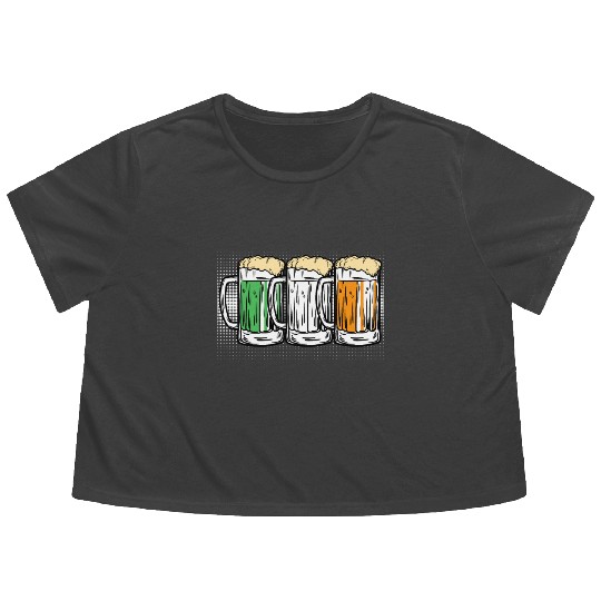 Irish beer Ireland St. Patrick's Day Flowy Cropped Tees