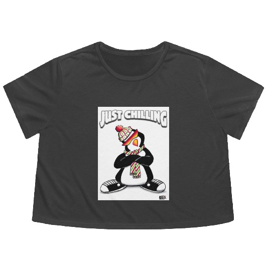 Just Chilling Penguin by Black Sheep Graphix Flowy Cropped Tees