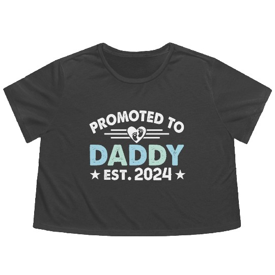 Promoted to daddy 2024 daddy to be Flowy Cropped Tees