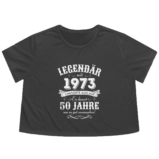 50th Birthday Vintage 1973 Flowy Cropped Tees