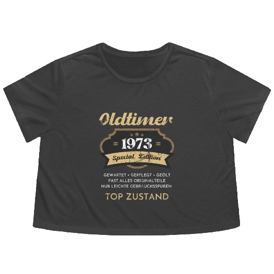 50th Birthday Vintage 1973 Flowy Cropped Tees