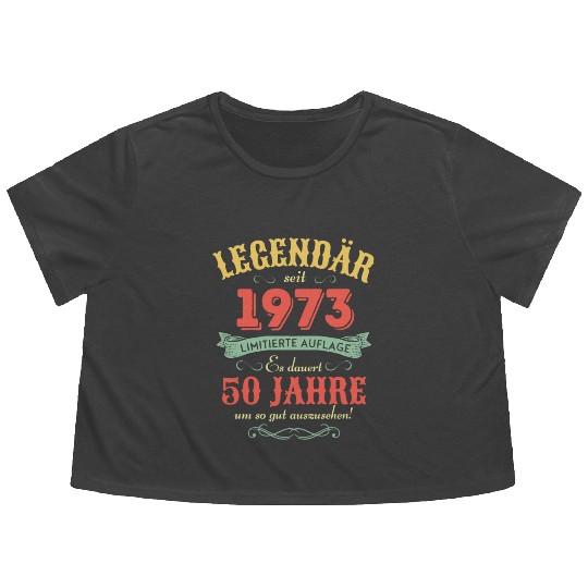 50th Birthday Vintage 1973 Flowy Cropped Tees