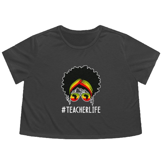 Teacher African Women Black History Month Flowy Cropped Tees