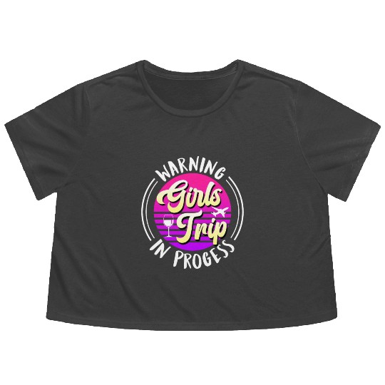 Warning girls trip in progress Spring Break Flowy Cropped Tees