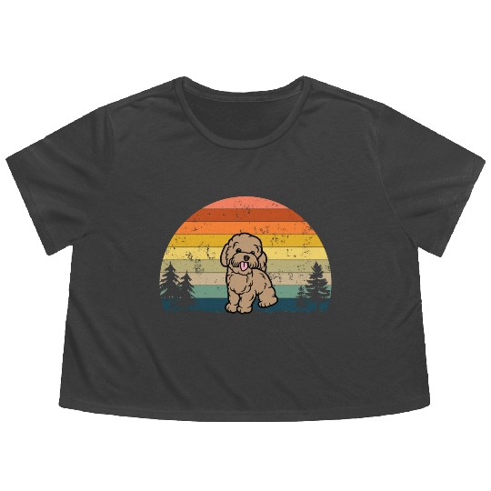 Cute Poodle Dog Breed Retro Vintage Poodle Flowy Cropped Tees