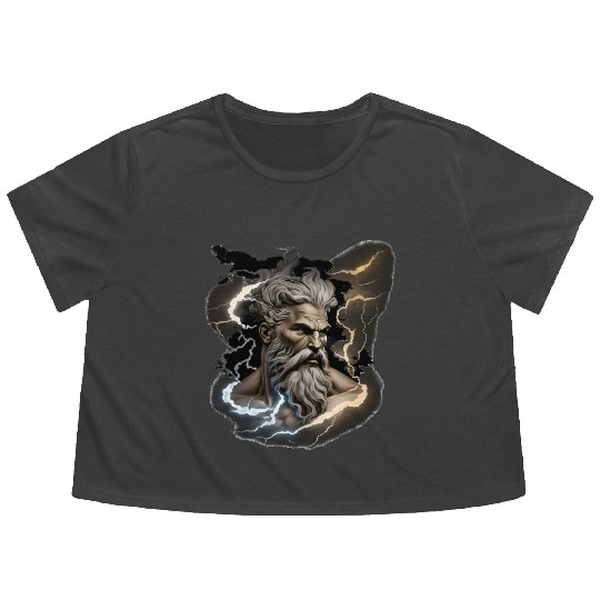 Zeus - A Colorful Tribute to the Greek God of Sky Flowy Cropped Tees