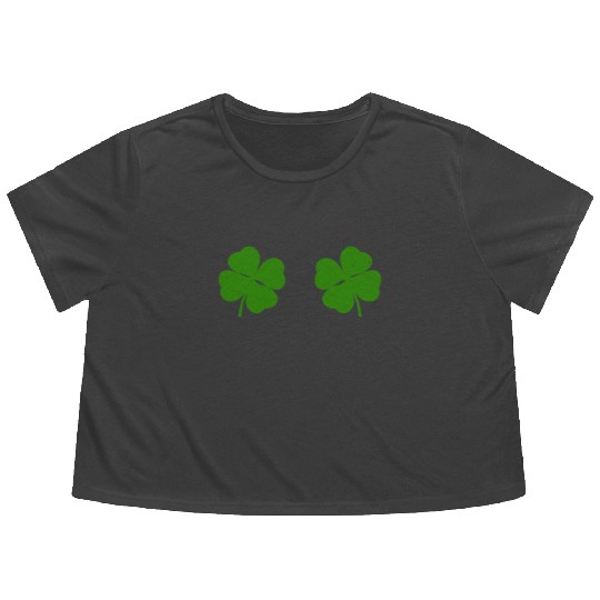 Shenanigans St Patrick's Day Shamrocks Women Flowy Cropped Tees