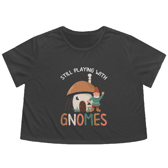 Gnomes - Gnome Collecting - Gnome Collector Flowy Cropped Tees