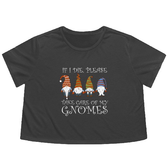 Gnomes - Gnome Collecting - Gnome Collector Flowy Cropped Tees