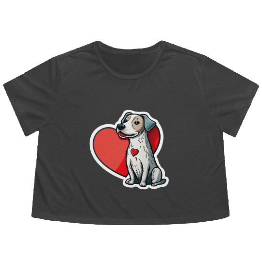 Valentine’s Day Cute Dog Flowy Cropped Tees