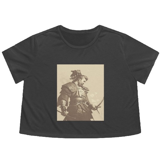 Samurai Japan Japanese Anime Katana Manga cyberpun Flowy Cropped Tees