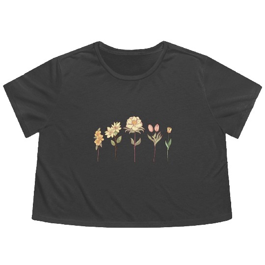 Wildflower, Flowers Plants Botany, Ladies Flowy Cropped Tees
