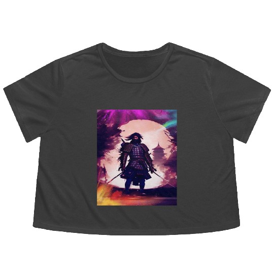 Samurai Japan Japanese Anime Katana Manga samurai Flowy Cropped Tees